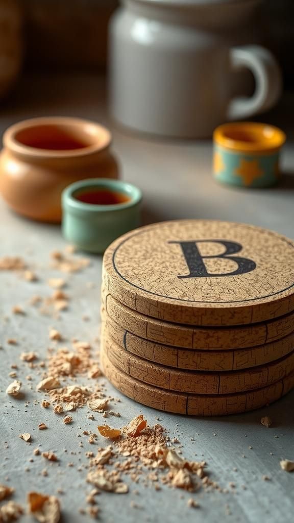21 Beginner Friendly Cricut Projects 17 Monogrammed Cork Coasters With Subtle Inlays