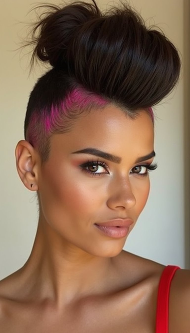Pompadour With Colorful Temporary Dye Accents