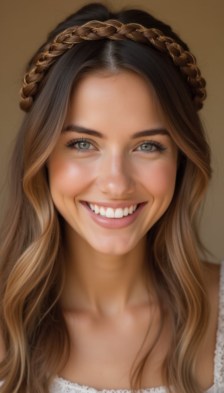 Twisted Halo Braid With Gold Thread