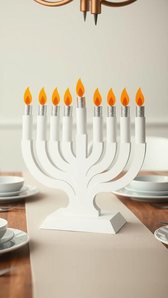 21 Charming Hanukkah Paper Decoration Crafts 3 Layered Paper Menorah Table Centerpiece Statement