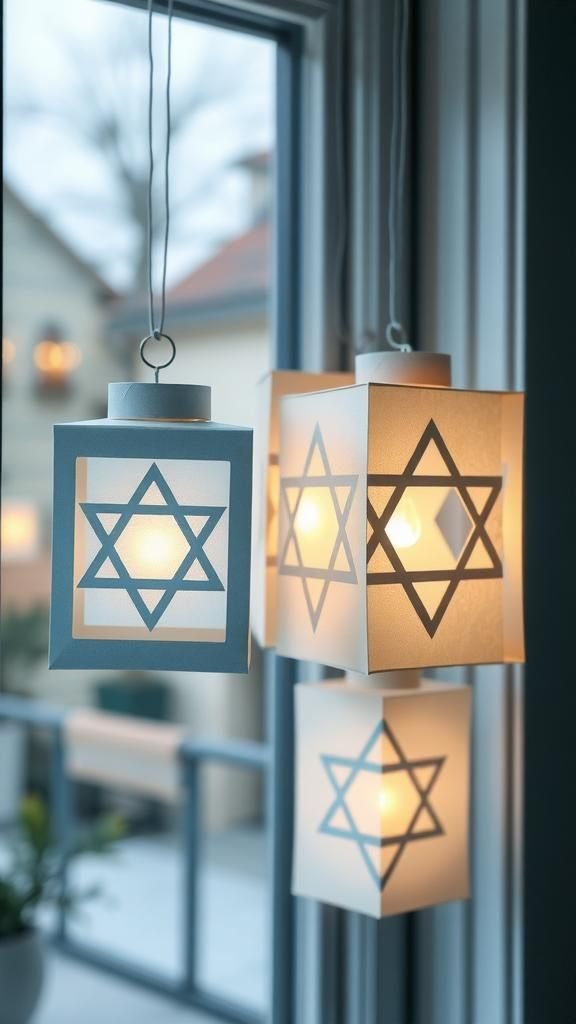 21 Charming Hanukkah Paper Decoration Crafts 2 Star Of David Pop-Up Lanterns For Windows