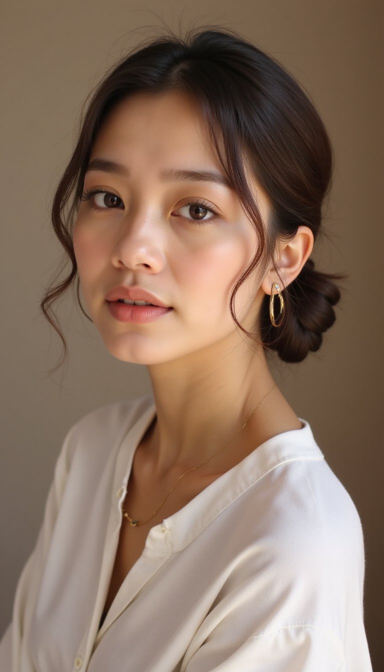 Low Chignon With Twisted Side Details