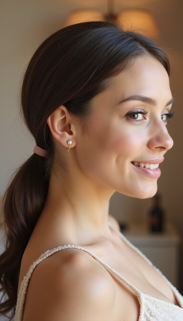 Low Pony With Hidden Elastic And Sleek Finish