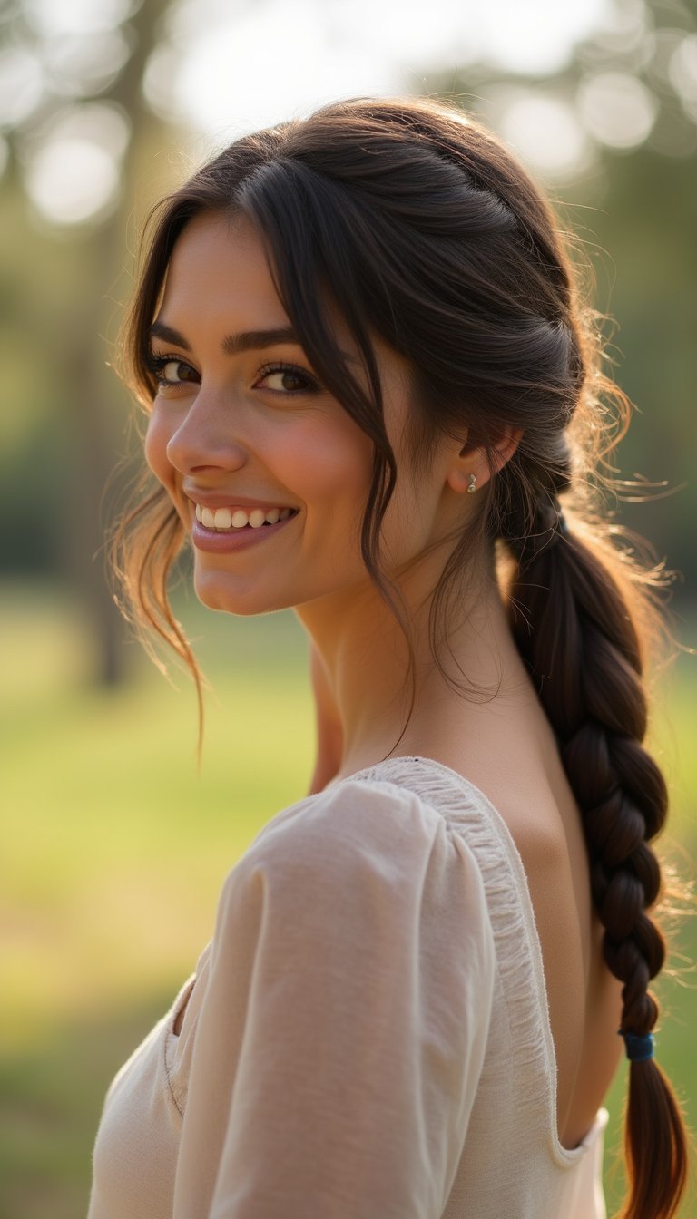 Low Side Braid Tucked For A Neat Finish