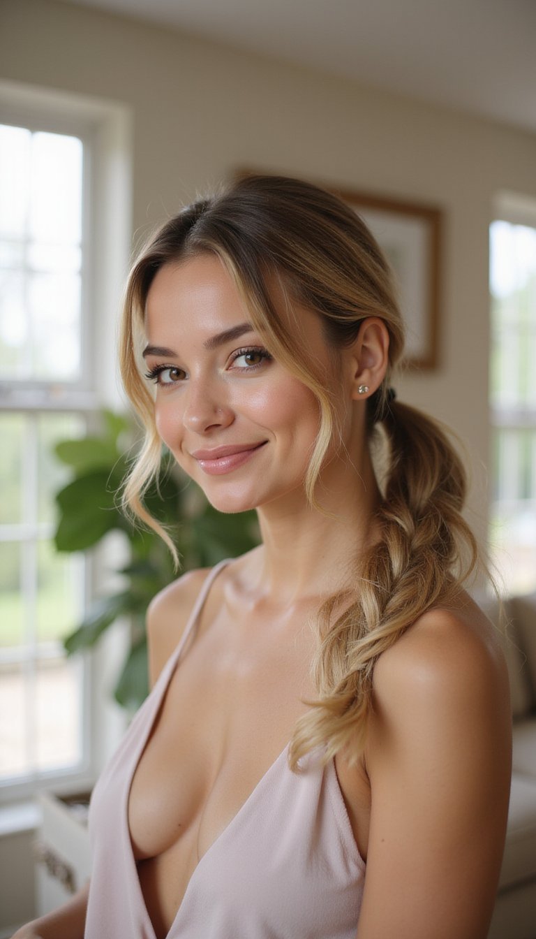 Low Twisted Pony With Soft Face-Framing Layers