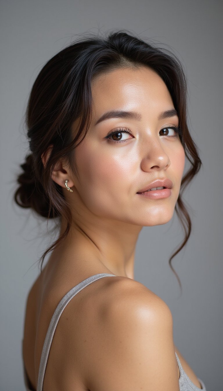 Low Wet-Look Bun For Polished, Minimal Energy