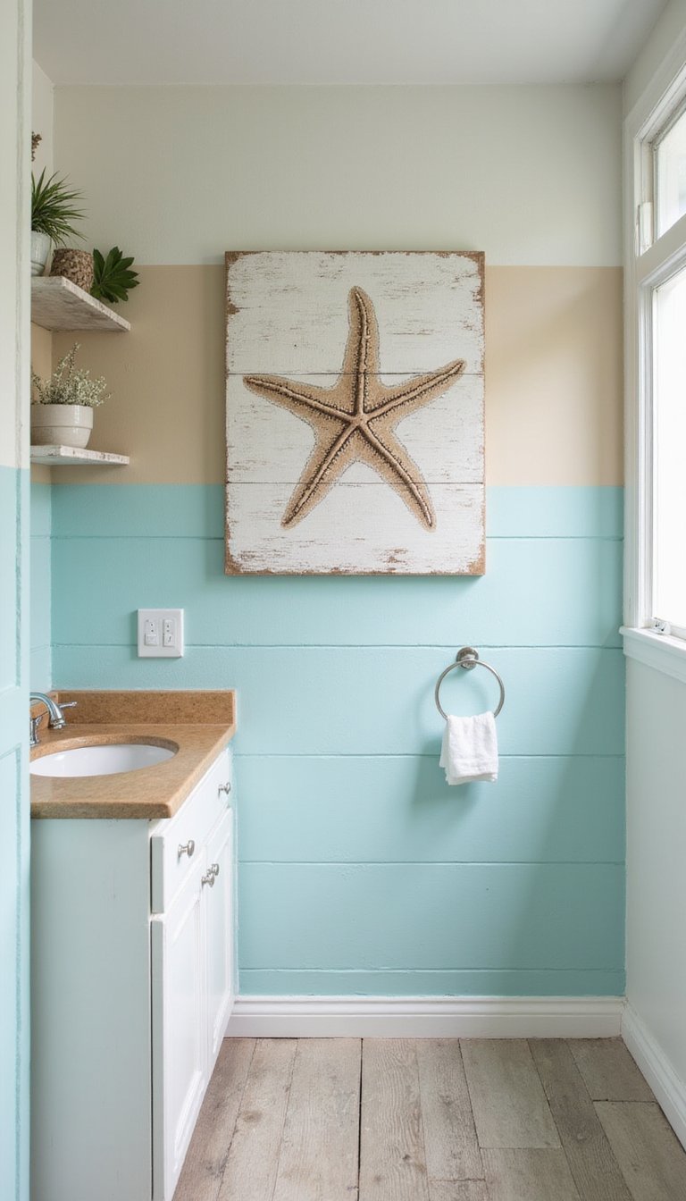 21 Coastal Cottage DIY Home Accents 7 Hand-Painted Starfish Wall Art With Texture