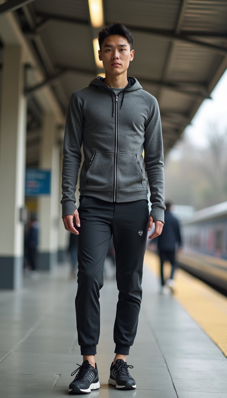 21 Cold Weather Travel Outfits 7 Athleisure Travel Look With Thermal Base Layers