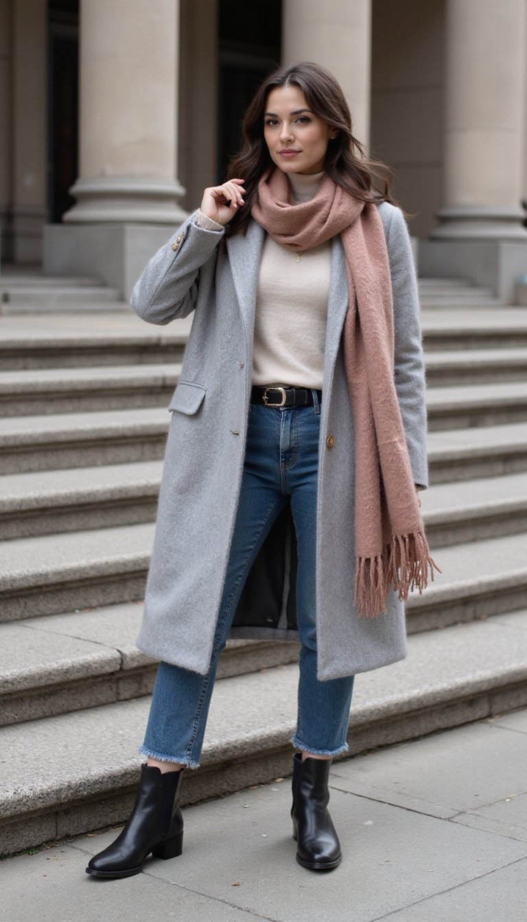 21 Cold Weather Travel Outfits 2 Wool Midi Coat With Cashmere Scarf And Boots