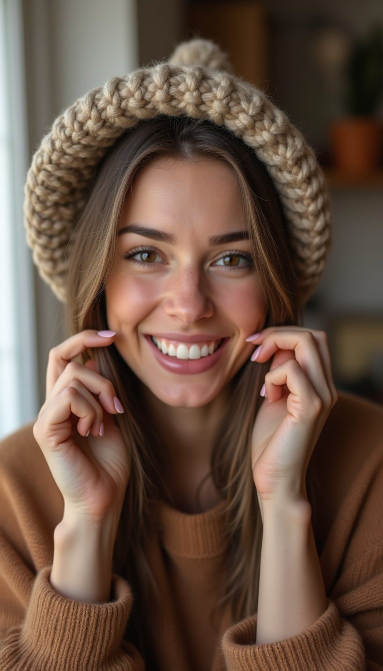 21 Cozy Beanie Friendly Hairstyles 20 Braided Crown Hidden Beneath Cozy Beanie