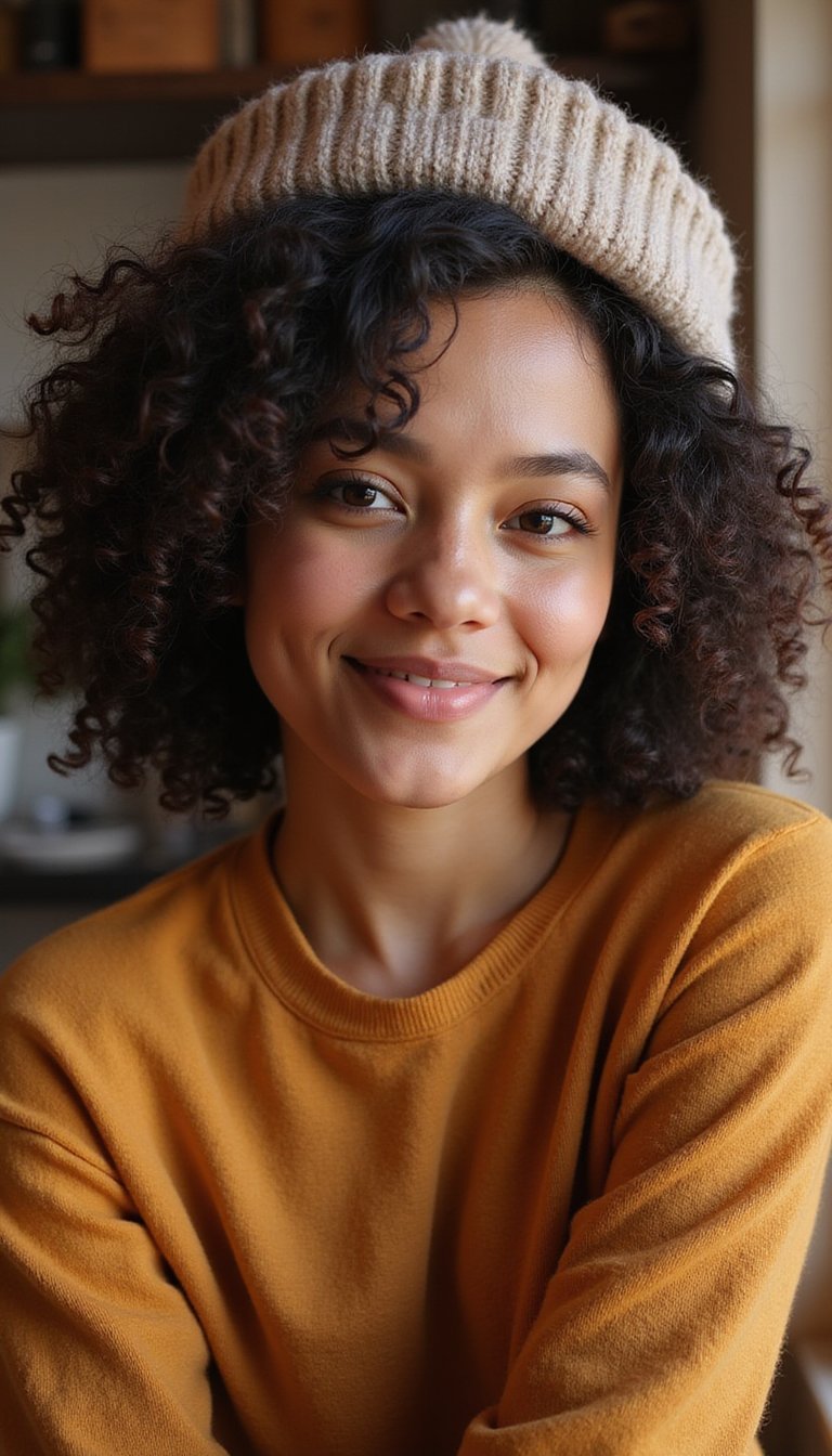 21 Cozy Beanie Friendly Hairstyles 14 Natural Coil Tuck For Comfortable Beanie Fit