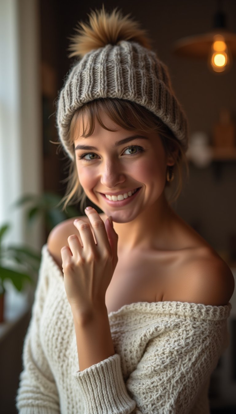 21 Cozy Beanie Friendly Hairstyles 13 Textured Pixie With A Beanie Accent
