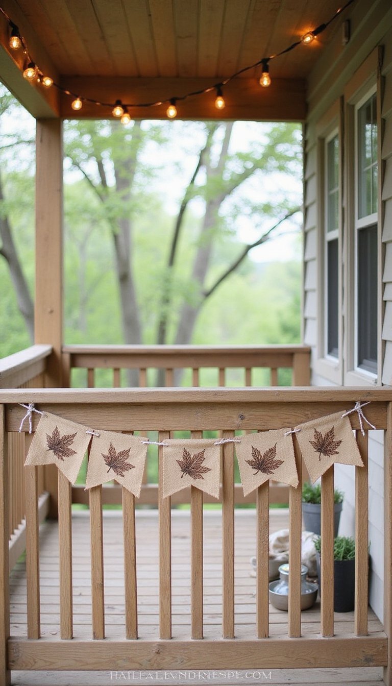 21 Cozy Fall Porch Decor DIY Projects 6 Burlap Banner For Railings And Overhead Beams