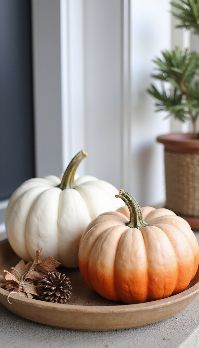 21 Cozy Fall Porch Decor DIY Projects 3 Ombre Painted Pumpkins For Subtle Color Fade