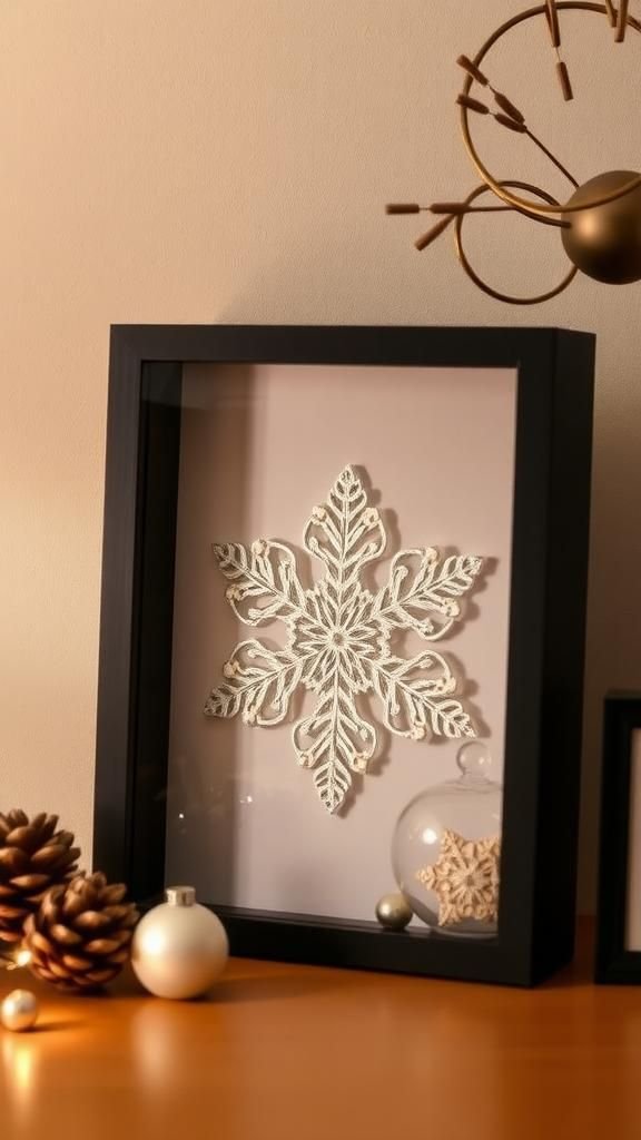 Embossed Snowflake Shadow Box Art Display