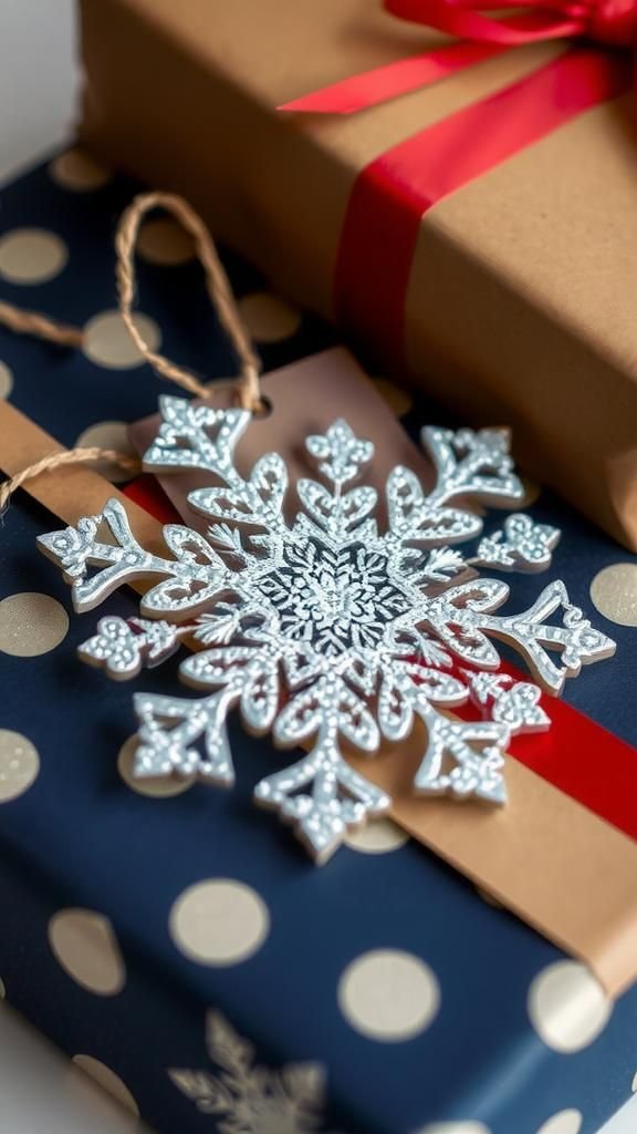 Glittered Lace Paper Snowflake Gift Tags