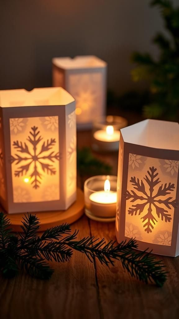 Paper Snowflake Lanterns With Soft Glow