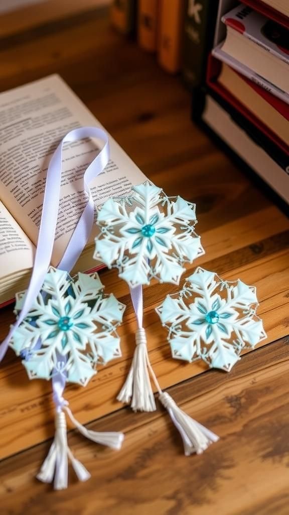 Snowflake Bookmark Trio With Tassel Accents