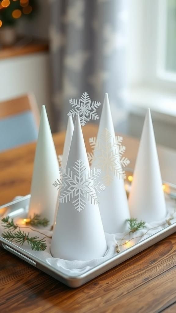 Snowflake Paper Cone Centerpiece Trees Arrangement