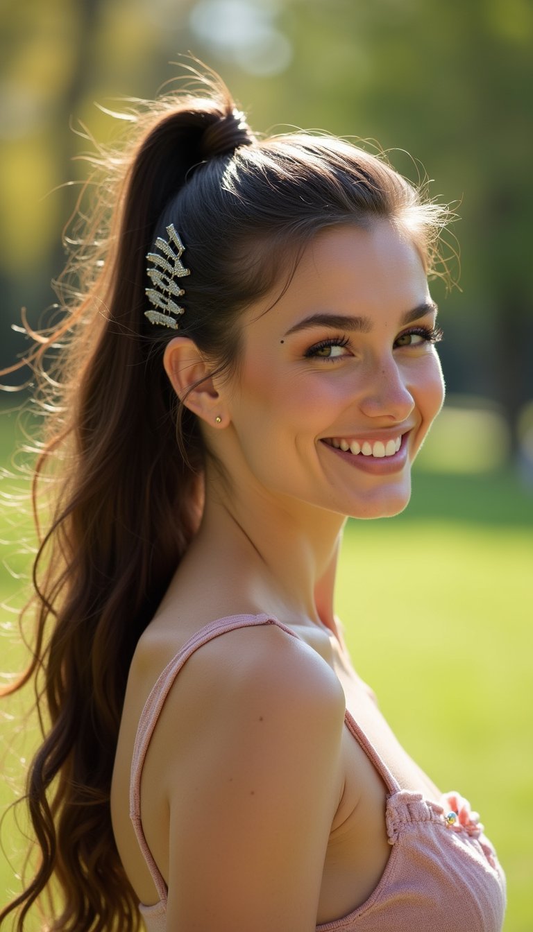 Bubble Ponytail Accented With A Claw Clip