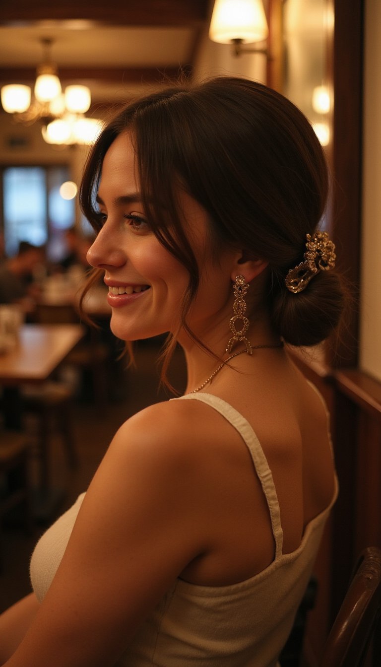 Low Side Bun With A Vintage Claw Clip Finish