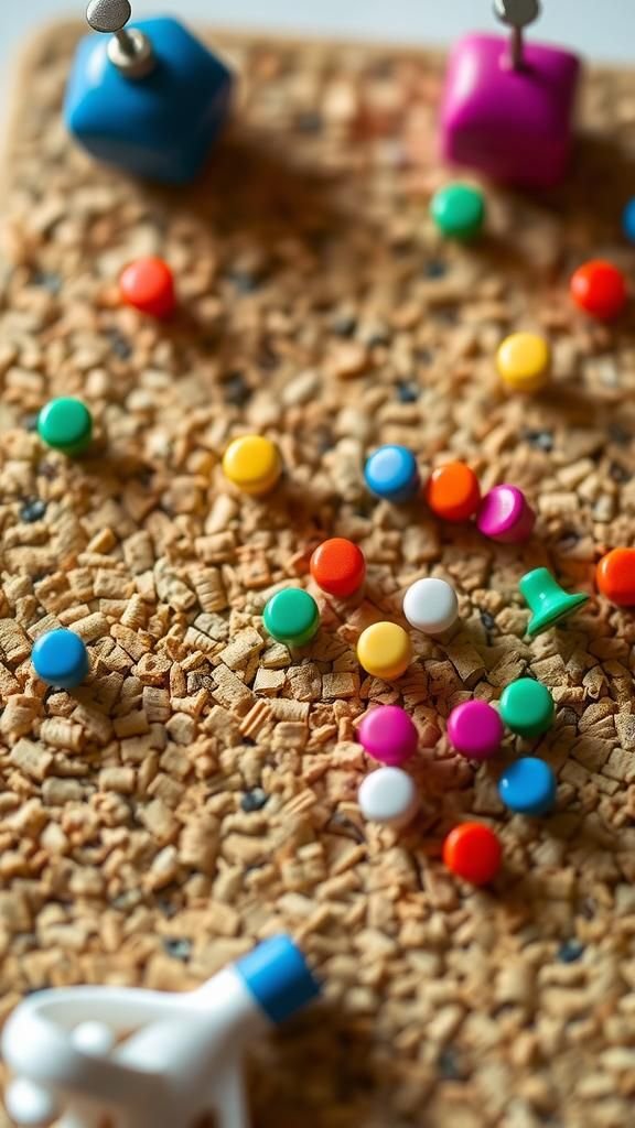 Cork Tile Mosaic Organizer With Colorful Pins
