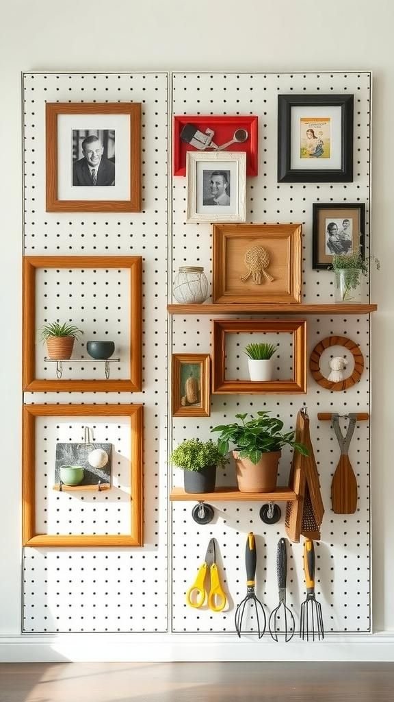 Framed Pegboard Panels For Decorative Storage Walls