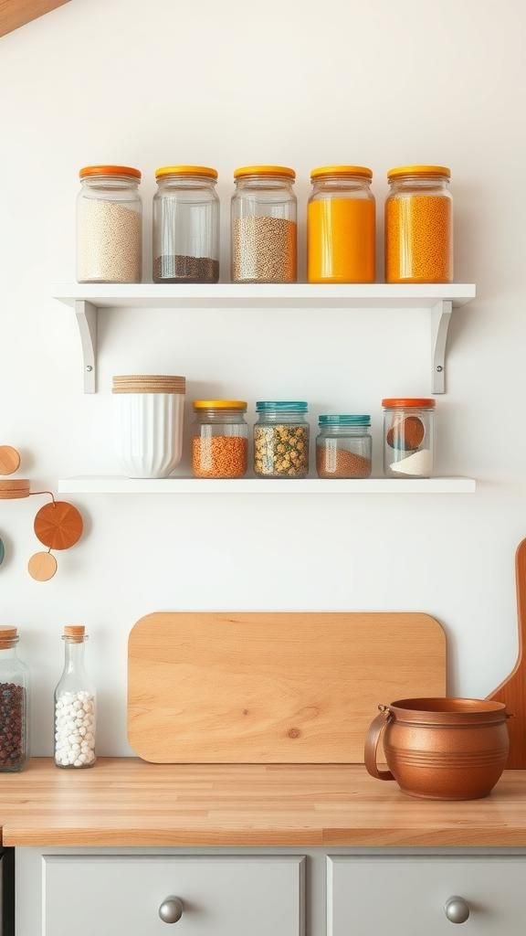 Lid Mounted Jar Supply Shelf For Counters