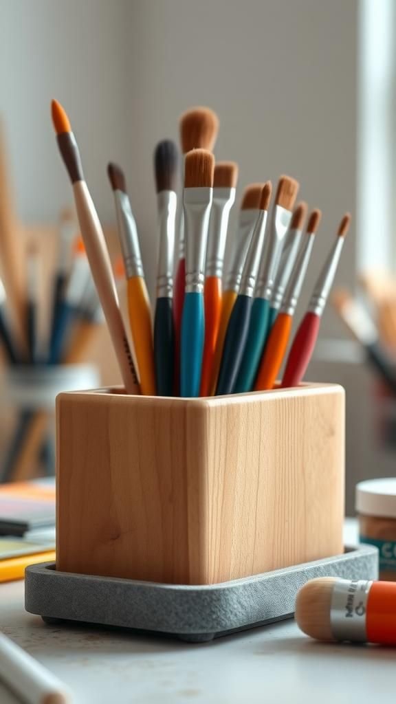 Paint Brush Caddy With Tilted Slot Design