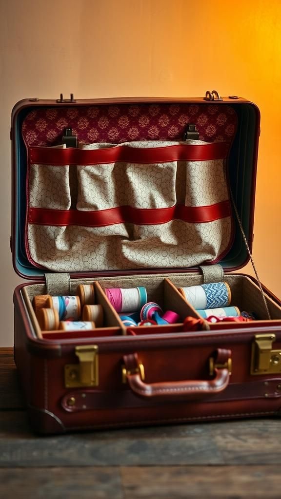 Vintage Suitcase Portable Supply Case Display