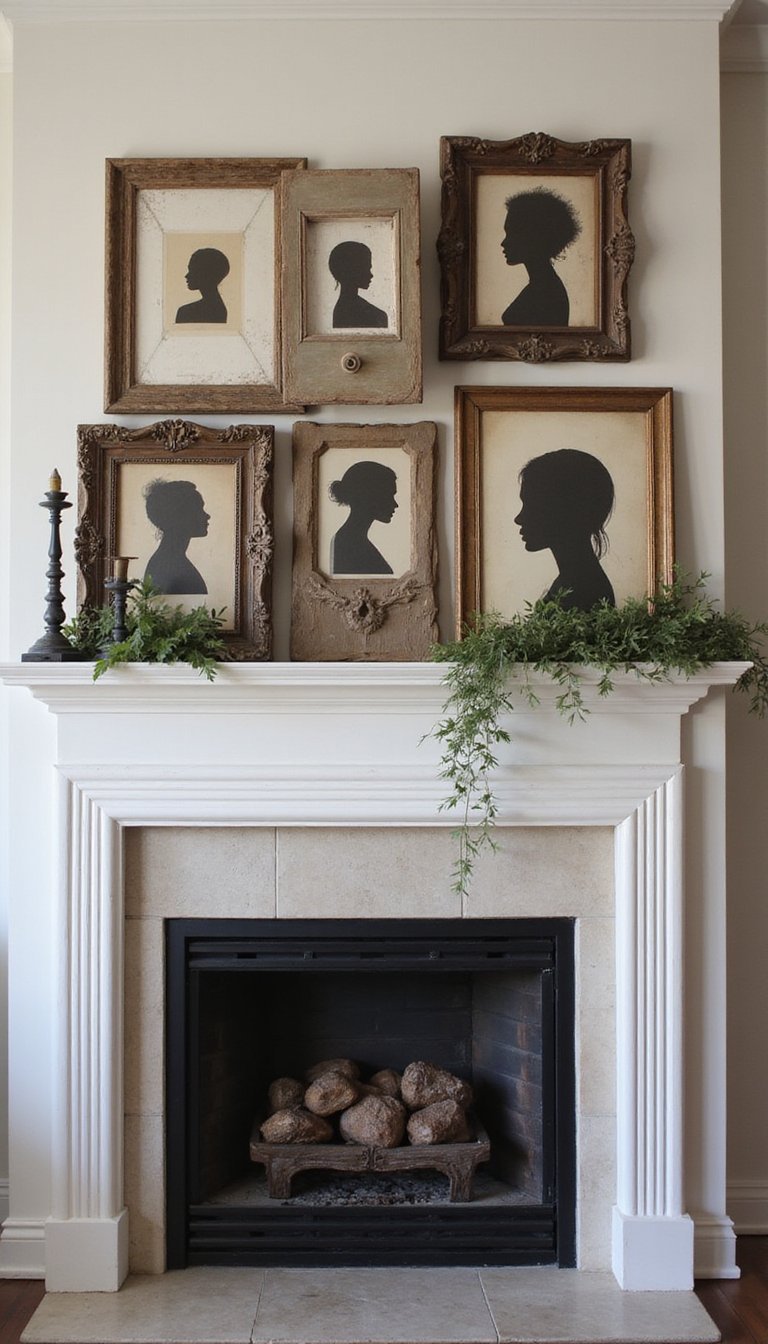 21 DIY Halloween Mantel Decor Ideas 6 Haunted Portrait Gallery With Distressed Frames