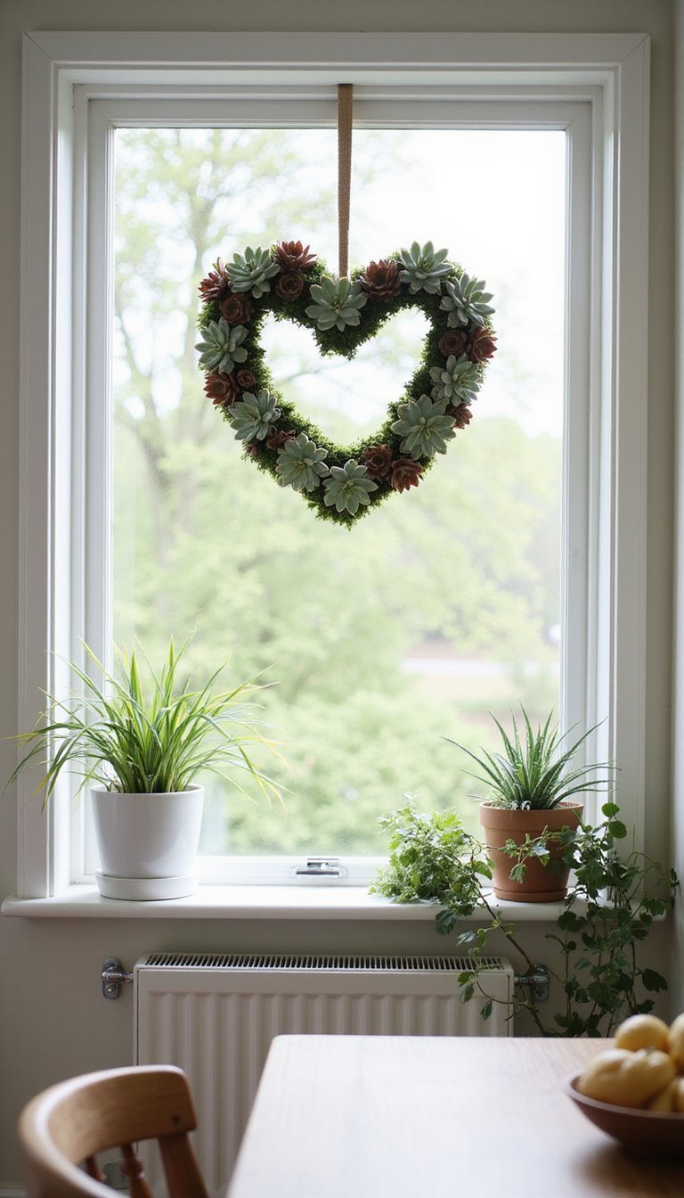 Succulent Heart Wreath For Modern Greenery Accent