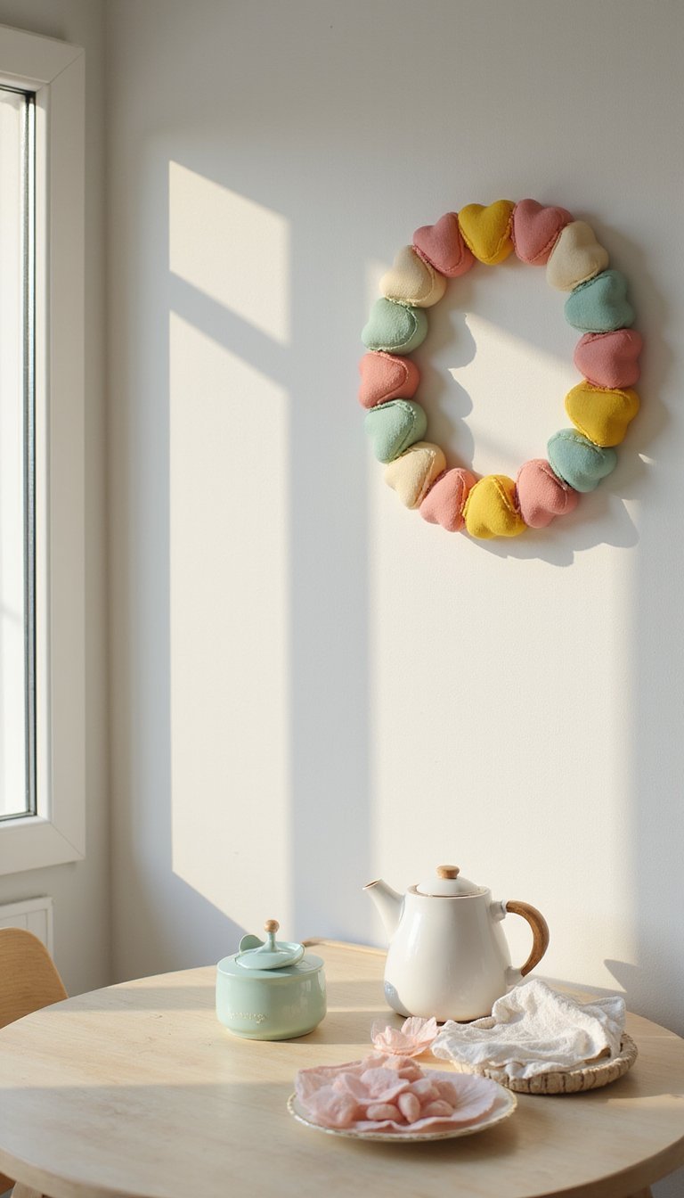 Sweet Candy Heart Wreath With Pastel Accents