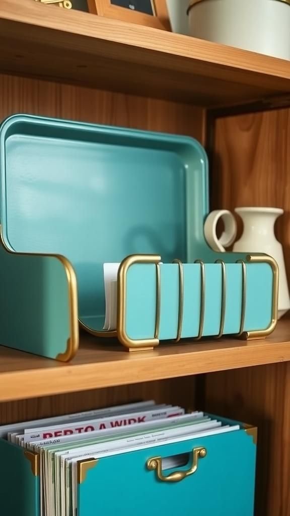 21 Dollar Store DIY Organizers 8 File Folder Magazine Holder From Baking Sheet