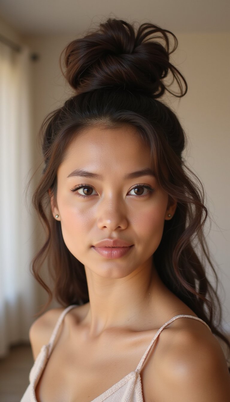 Low Slinky Bun With Face-Framing Tendrils