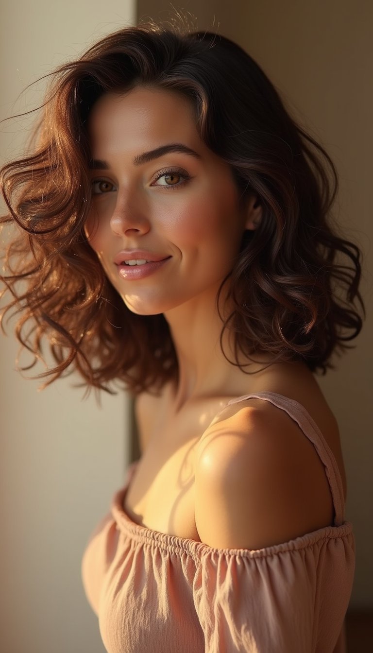 Shoulder-Length Layered Curly Shag