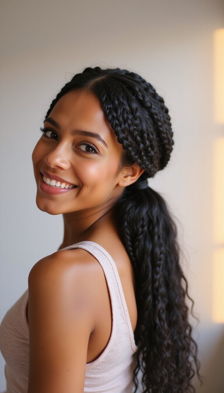 21 Elegant Protective Hairstyles 13 Classic Cornrows Pulled Into Low Pony