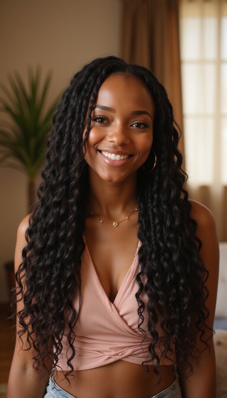 21 Elegant Protective Hairstyles 14 Goddess Locs With Flowy Waves In Ends