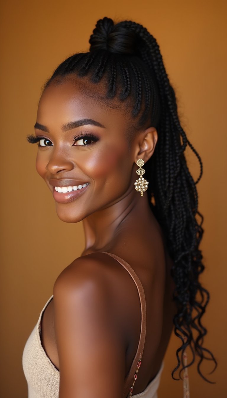 21 Elegant Protective Hairstyles 6 Senegalese Twists Low Ponytail Elegance