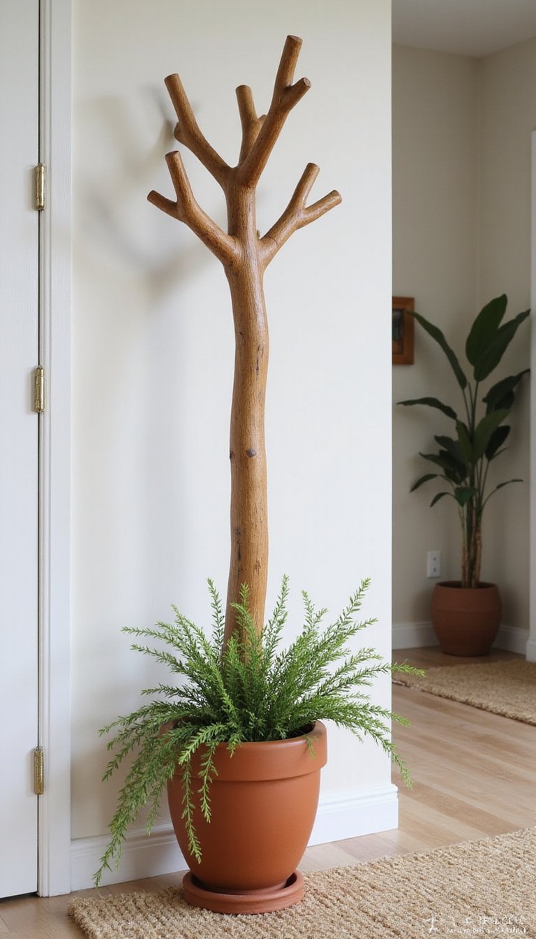Coat Tree Stand With Built-In Planter