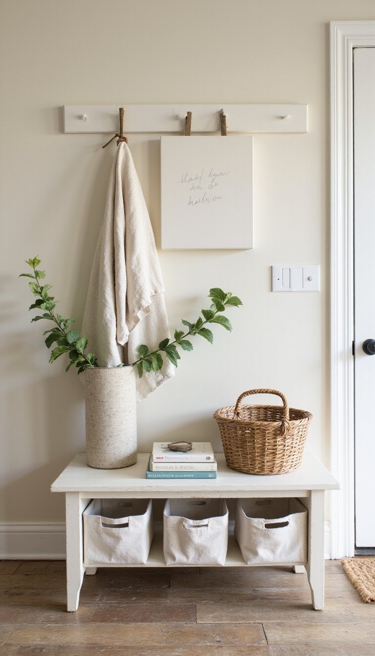 Peg Rail With Hanging Fabric Bins