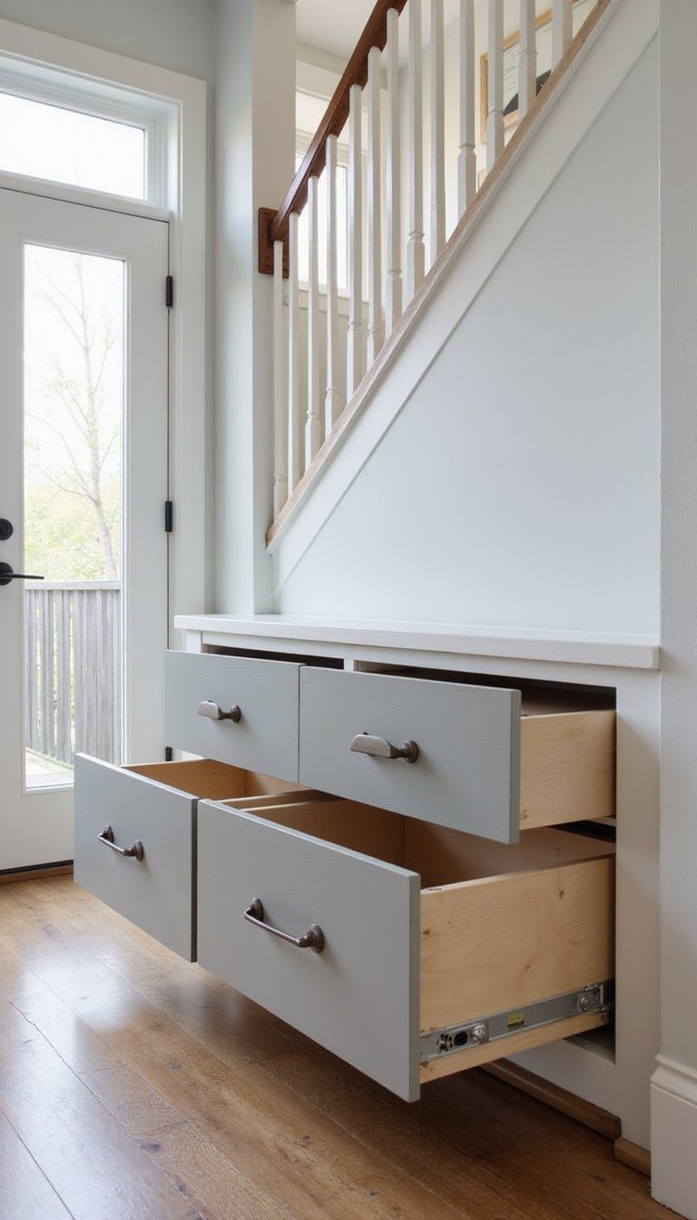 Under-Stair Nook Organizer With Pull-Out Drawers