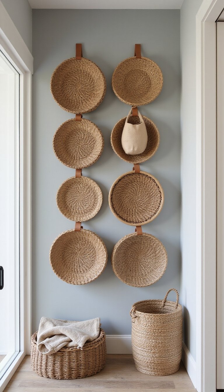 Wicker Basket Wall Grid For Small Spaces