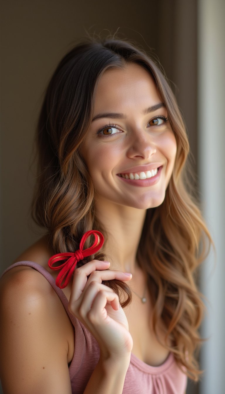 21 Festive Lunar New Year Hairstyles 16 Fishtail Accent Braid Woven With Red Ribbon