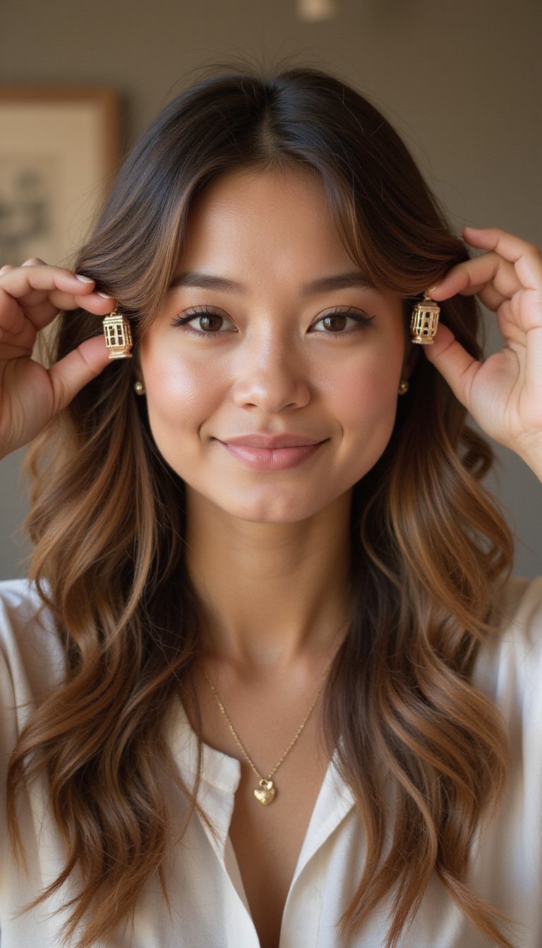 21 Festive Lunar New Year Hairstyles 9 Loose Waves Framed By Lantern-Inspired Clips