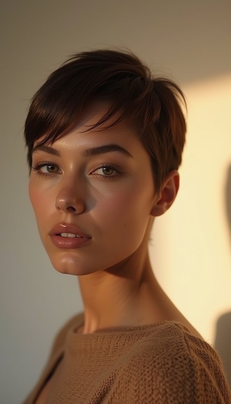 Hat-Friendly Sleek Pixie With Gloss Serum