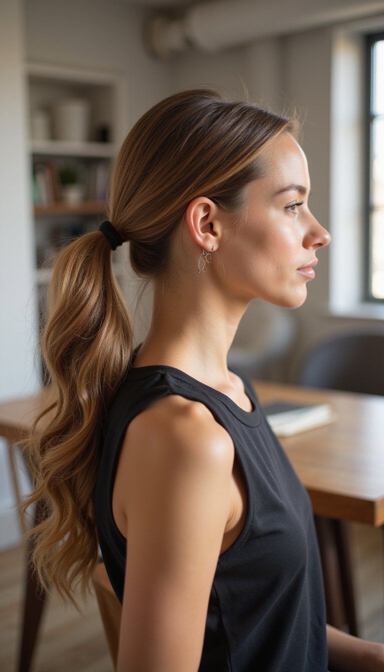 Knotted Low Ponytail For Sleek Winter Style