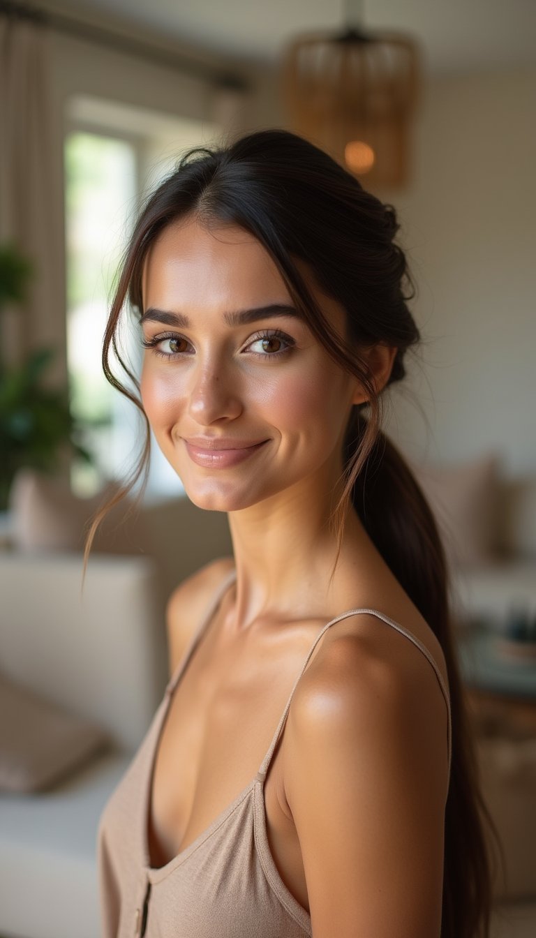 Low Sleek Ponytail With Anti-Frizz Serum