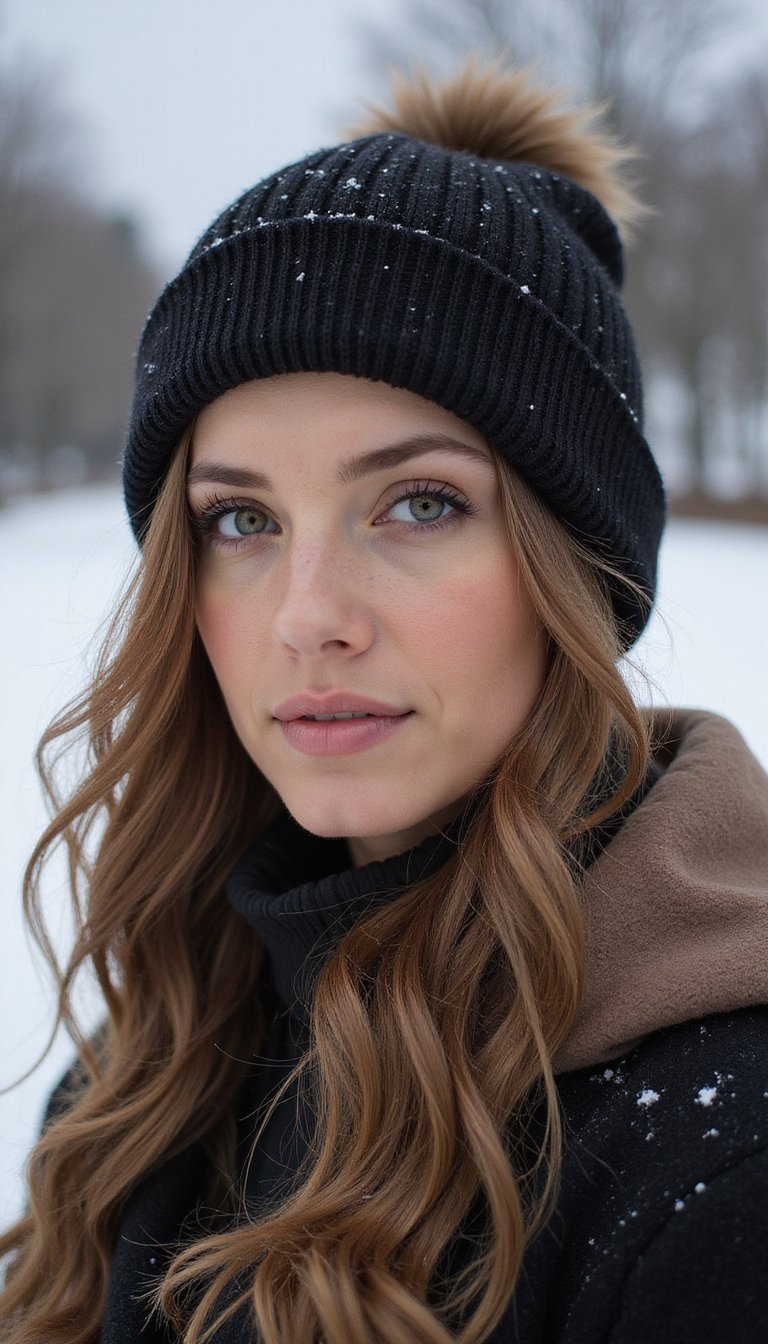 Satin-Lined Beanie With Loose Waves