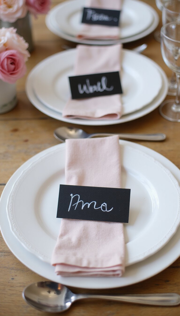 21 Galentine's Party DIY Table Decor 17 Mini Chalkboard Place Settings With Prompts